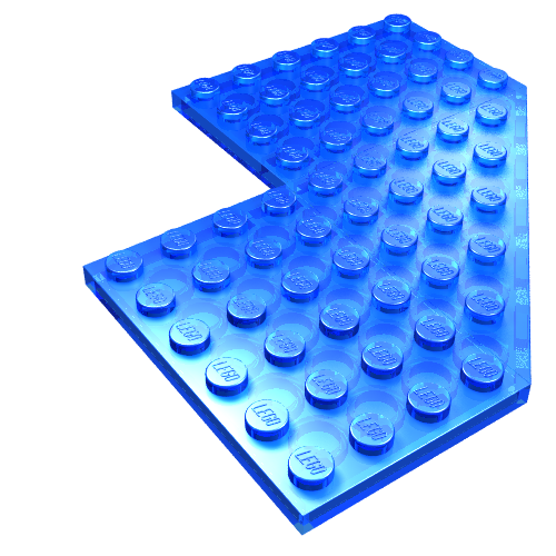 Lego Wedge Plate 10 x 10 with 4x4 Cutout and Cut Corner / Trans-Dark Blue