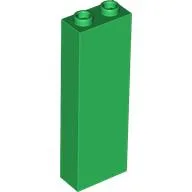 Brick 1 x 2 x 5 with Blocked Open Studs and Bottom Stud Holder with Asymmetric Ridges / Green