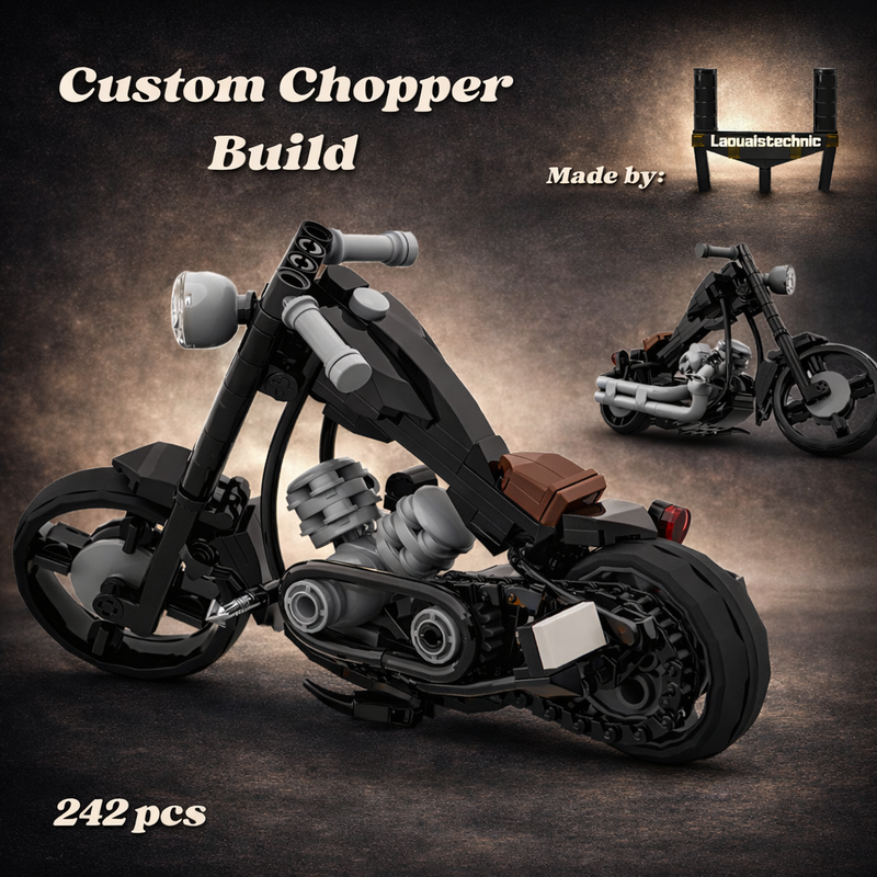 Lego Black and Gray Custom Chopper 1:17 Scale