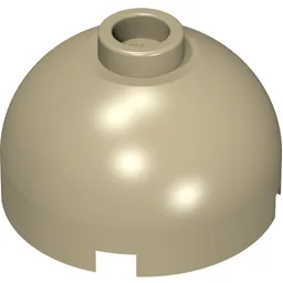 Brick Round 2 x 2 Dome Top, Hollow Stud / Dark Tan