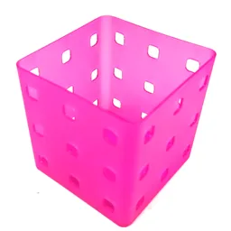 Clikits Container, Utensil Holder, Cube 9 x 9 x 6, 9 Holes Each Side / Trans-Dark Pink