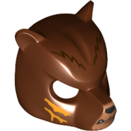 Lego Mask Bear with Bright Light Orange Markings and Mouth and Nose Print / Reddish Brown
