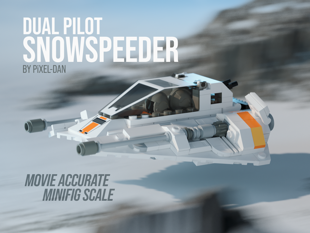Lego PiXEL-DANs T-47 Snowspeeder - ACCURATE MINFIG SCALE - Displayset / 2 Pilot Edition