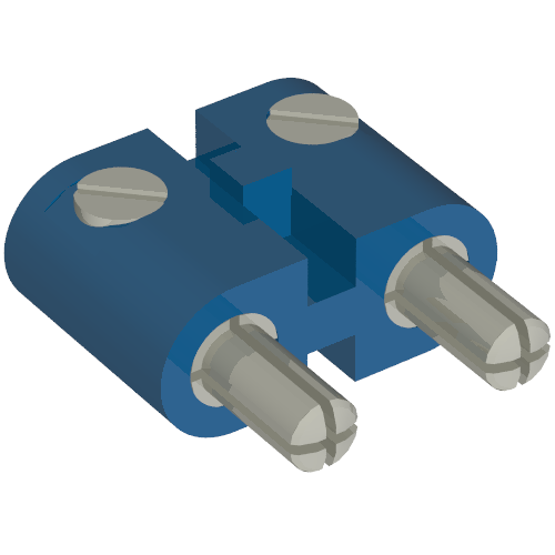 Lego Electric Connector, 2 Way Male Rounded Narrow Type 2 with Cross-Cut Pins / Blue