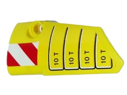 Technic, Panel Fairing # 3 Small Smooth Long, Side A with '10 T' and Red and White Danger Stripes Pattern (Sticker) - Set 42009
