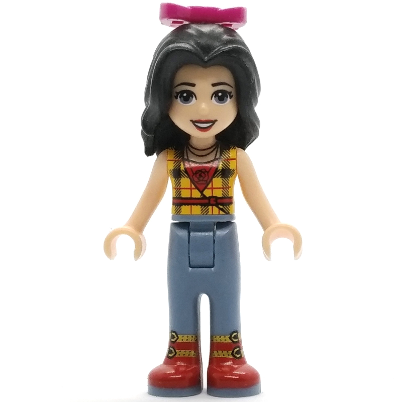 Lego Vicky - Yellow Plaid Shirt, Sand Blue Trousers, Magenta Bow