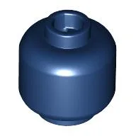 Minifig Head [Plain] [Vented Stud - 2 Holes] / Dark Blue