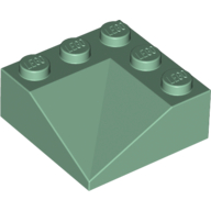 Lego Brick Sloped 33° 3 x 3 Double Concave / Sand Green