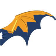 Lego Creature Body Part, Dragon Wing 19 x 11 with Marbled Bright Light Orange Pattern / Dark Blue