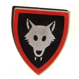 Shield Triangular with Wolfpack Print, Border Red Around Black