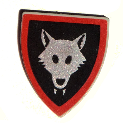 Lego Shield Triangular with Wolfpack Print, Border Red Around Black