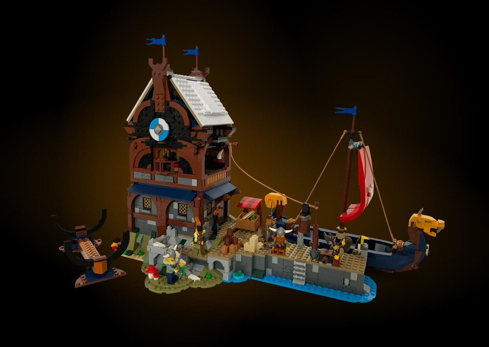 Lego Medieval Viking Dock – Creator 3-in-1 Viking Ship + Medieval Castle Combined