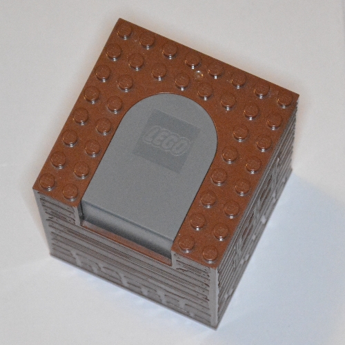 Lego Box 8 x 8 x 8 with Dark Bluish Gray Switching Mechanism (Shrieking Shack) [Complete Assembly] / Reddish Brown