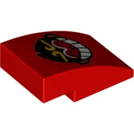 Brick Curved 3 x 2 No Studs with Monkey Head Print / Red
