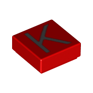 Lego Tile 1 x 1 with letter Capital K Print / Red
