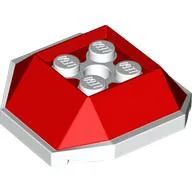 Brick Wedged, Sloped 4 x 4 with White Underside Pattern (Koopa Troopa Shell) / Red