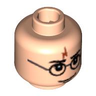 Lego Minifig Head Harry Potter, Glasses, Lightning Bolt Scar, Eyebrows Print / Light Nougat