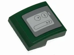 Slope, Curved 2 x 2 x 2/3 with Gray Circles, Dots and Square with Rounded Edges on Dark Green Background Pattern (Sticker) - Set 75090