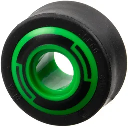 Wheel 11mm D. x 8mm with Center Groove, 8 Spokes and Smooth Side with Black Circle and Arcs Pattern with Black Tire 14mm D. x 6mm Solid Smooth (6683pb01 / 50945) / Bright Green