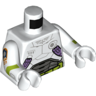 Lego Torso Spacesuit, Dark Bluish Gray Panels, Lime Utility Belt Print, (Izzy Hawthorne) White Arms and Hands with Lime Stripe and Control Panels Print / White