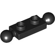 Plate Special 1 x 2 with 2 End Towballs / Black