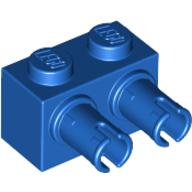 Lego Brick Special 1 x 2 with 2 Pins, Round Pin Holes / Blue