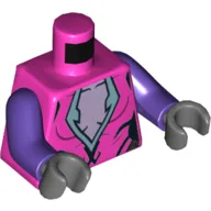 Torso Shirt with Sand Blue Trim, Lavender Under-Shirt Print, Dark Purple Arms, Dark Bluish Gray Hands / Dark Pink