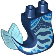 Lego Tail, Mermaid Curved Right with Bright Light Blue/Blue Shapes/Stars, Light Aqua Fins print