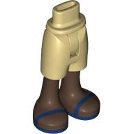 Lego Minidoll Hips and Mid-Length Shorts with Umber Brown Legs, Dark Blue Sandals print / Tan