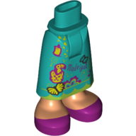 Lego Minidoll Hips and Skirt with Ankles with Lime Trim, Magenta Drawings, Butterfly, Magenta Shoes print / Dark Turquoise