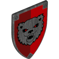 Lego Shield Triangular Long with Bear on Red and Dark Red Background Print / Pearl Titanium
