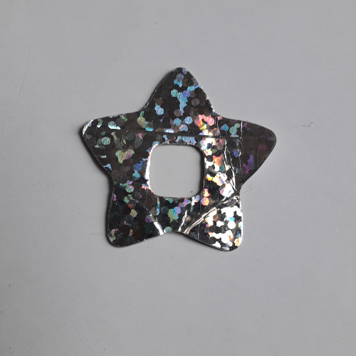 Lego Clikits Icon Accent, Star 3 1/4 x 3 1/4 with Holographic Pattern / Metallic Silver