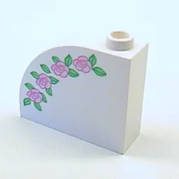 Brick Curved 1 x 3 x 2 with Rose Print / White