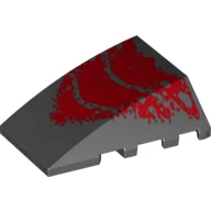 Brick Wedged, Curved 4 x 4 No Top Studs with Red Scale Print / Black
