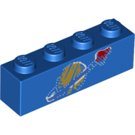 Lego Brick 1 x 4 with Faded Classic Space Logo print / Blue