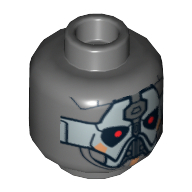 Lego Minifig Head Sith Warrior, Silver Mask and Red Eyes Print / Dark Bluish Gray