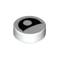 Tile Round 1 x 1 with Curved Black Eye with Central Pupil Partially Closed Print / White