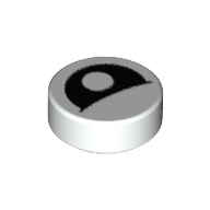 Lego Tile Round 1 x 1 with Curved Black Eye with Central Pupil Partially Closed Print / White