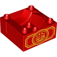 Duplo Train Cab / Tender Base with Bottom Tubes and Train in Oval Print on Both Sides / Red