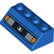 Lego Brick Sloped 45° 2 x 4 with Headlight Print / Blue