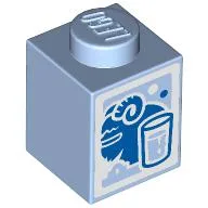 Brick 1 x 1 with Blue Milk / Bantha Carton Print / Bright Light Blue