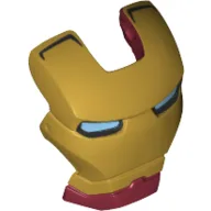 Headwear Accessory Visor Top Hinge with Gold Face Shield and Bright Light Blue Eyes Print (Iron Man) / Dark Red