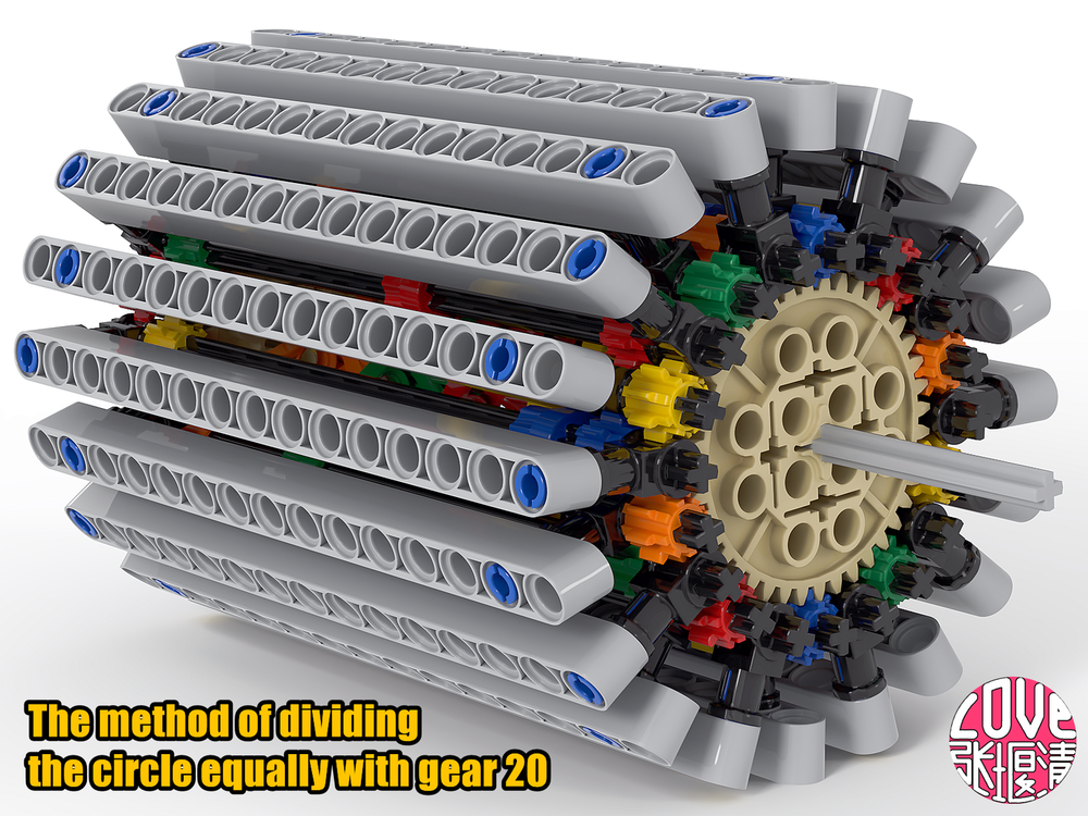 Lego The method of dividing the circle equally with gear 20