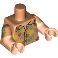 Torso, Dual Molded Arms, Hawaii Shirt with Flowers and Leaves Print, Nougat Sleeves Pattern, Light Nougat Arms and Hands / Nougat