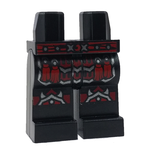 Lego Hips and Black Legs with Red Studded Belt, Tassels and Armor / Black
