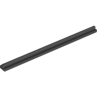 Lego Vehicle Track, Train, Plain Rail Straight (no slots, no notches on end) / Black