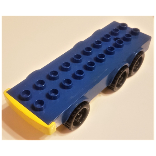 Lego Duplo Car Base with Six Wheels and 2 x 10 Studs with Yellow Fender / Blue