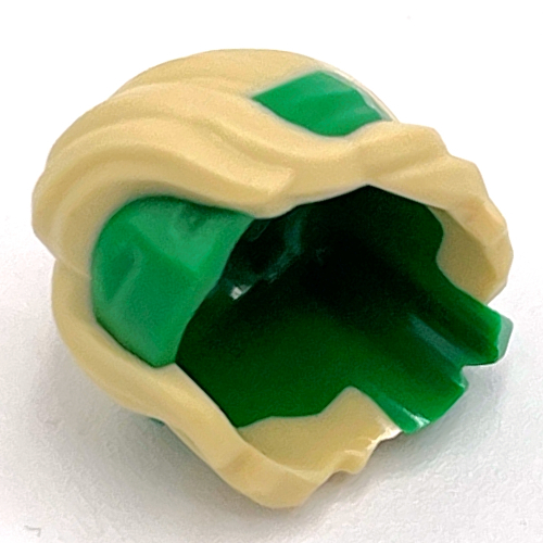 Lego Hair Swept Back, Tan with Headband Pattern / Green