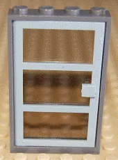 Door, Frame 1 x 4 x 6 with 4 Holes on Top and Bottom with Light Gray Door with 3 Panes and Square Handle with Fixed Trans-Brown Glass (30179 / x39c02)