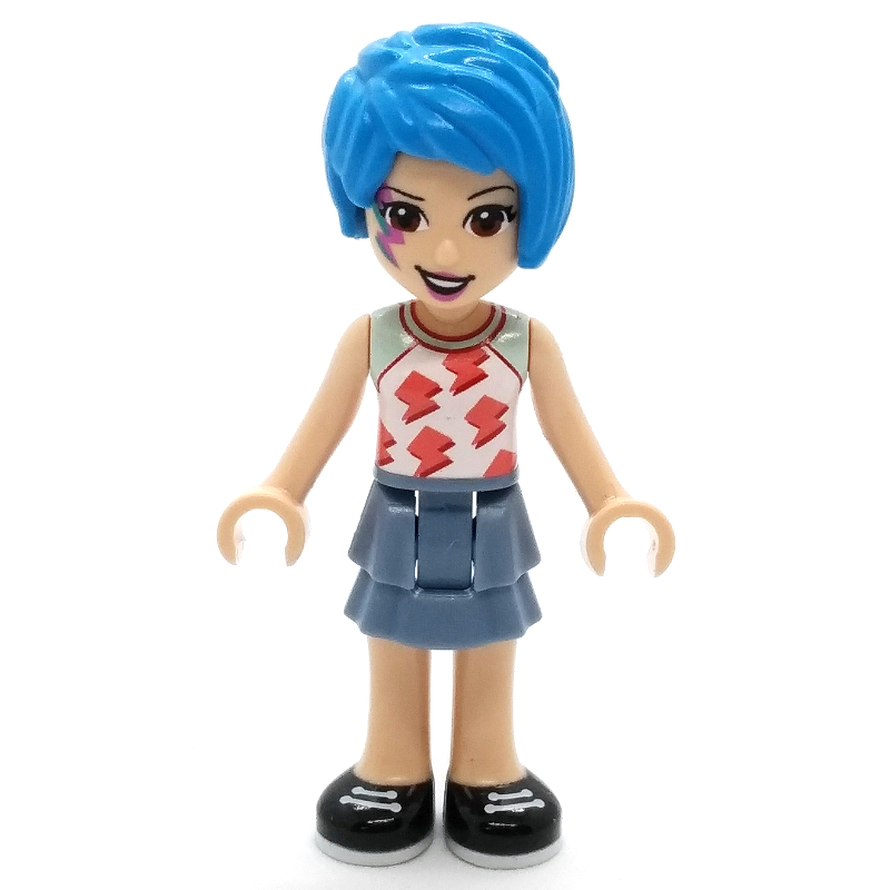 Lego Evelyn - White Top, Sand Blue Skirt, Dark Azure Hair, Face Paint